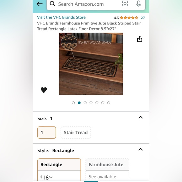 VHC Brands. Farmhouse. Country Woven Mat. Jute. Black. Tan. Cottage - Picture 6 of 9